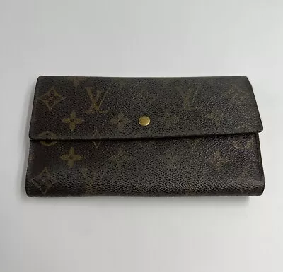 Louis Vuitton Monogram Long Wallet Canvas Leather Authentic • $50