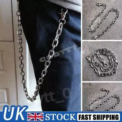 Women Men Silver Metal Wallet Chain Jeans Biker Rocker B Chunky Thick • £5.89