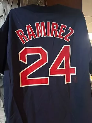 Vintage Authentic Majestic MLB Boston Red Sox Manny Ramirez Navy T-Shirt Mens M • $19.99