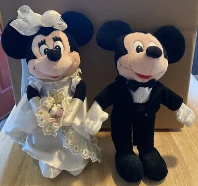 Disney Mickey And Minnie Wedding Plush 13” Plush Bride And Groom Dolls Vintage • $26.60