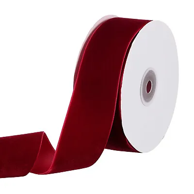 1-1/2  10 Yard Velvet Ribbon Polyester Single Face Spool Gift Wrap Burgundy • $17.85