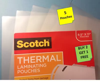 [5 Pouches] 3 MIL Scotch Thermal Laminating Pouches 8.5 X 11 B2G1 • $5.75