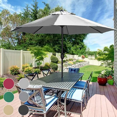 Crank Tilt 3M Umbrella Parasol Canopy Sunshade Shelter Garden Beach Multi Base • £79.95