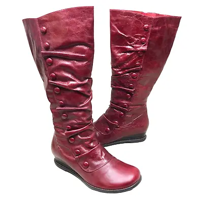 Miz Mooz NY Burgundy Red Bloom Ruffle Victorian Style Bobbi Boot Size 11M MINT • $89.99