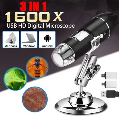 1600X 3 In 1 Zoom 8LED USB Microscope Digital Magnifier Endoscope Video Camera • $16.59