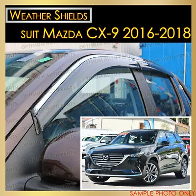 Tinted Weather Shields Window Visors With Chrome Trim Suit Mazda CX9 CX-9 2016+ • $67.50