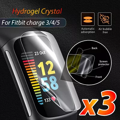 X3pcs Fitbit Charge 6 5 4 3 Screen Protector Full Coverage Hydrogel HD Film Au • $4.99