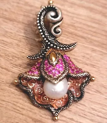 Barbara Bixby Silver Natural Pink Garnet White Pearl  Lotus Flower Enhancer  • $120