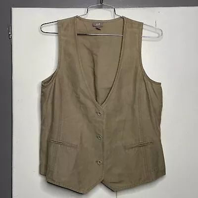 J.Jill Women’s Linen Vest Two Pockets 3 Button Down Medium Tan • $28