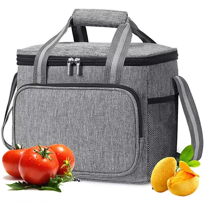 15L 24 Cans Large Insulated Picnic Lunch Bag Soft Cooler Bag For Camping Outdoor • £9.29