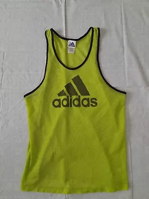 Vintage Adidas Training Bib Vest Football Neon Green Large Y2K Mesh Tank Top 00s • £19.99