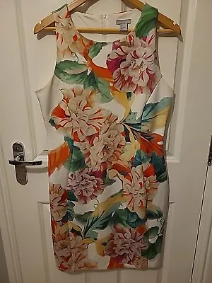 Womens H&M Summer Fitted Dress Whiteorangepink Flowers. Large • £4.50