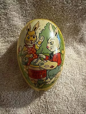 Vintage Tin J. Chein & Co. Easter Egg Litho Candy Container Large • $38