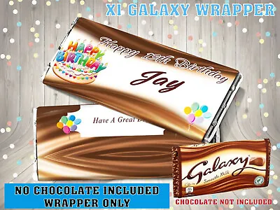 PERSONALISED Birthday Cake CHOCOLATE BAR WRAPPER Fits Galaxy 110g Birthday Gift • £1.69