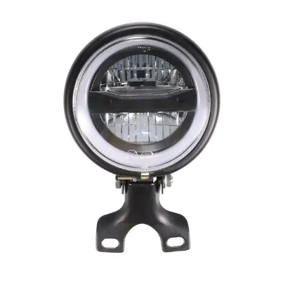 Motorcycle 12V LED Hi/Lo Beam Universal Headlight Angel Eyes Cafe Racer Headlamp • $35.99
