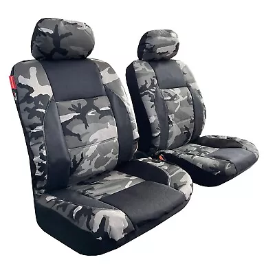 For Chevy Silverado 2500 2007-ON Car Front Seat Covers Black Camo Canvas 2PCS • $50.75