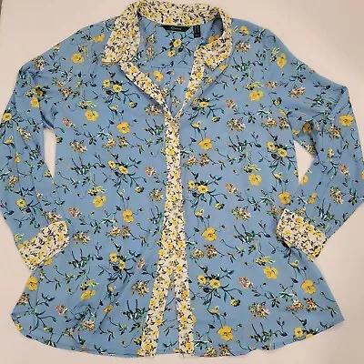 C. Wonder 18W Blue Yellow Floral Button Up NWOT • $20