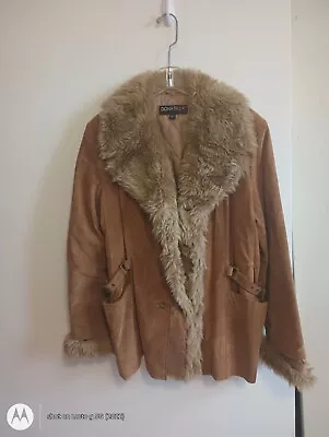 Donnatella Sport Xlg.camel Leather Jacket With Removable Lining Fur Collar • $65