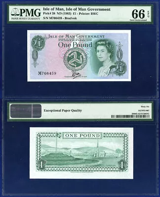 ISLE OF MAN Queen Elizabeth II 1 POUND 1983 BRADVEK GRADED GEM UNC 66 EPQ By PMG • $100