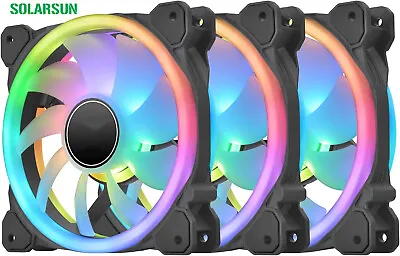 [3-Pack] RGB LED Computer Case Fan PC Cooling Fan 120mm Addressable RGB MB Sync • $22.99