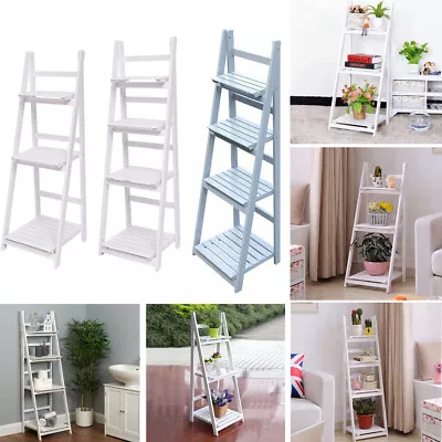 £29.95 • Buy 3/4 Tier Ladder Shelf Storage Shelving Unit Wooden Bookcase Plant Display Stand