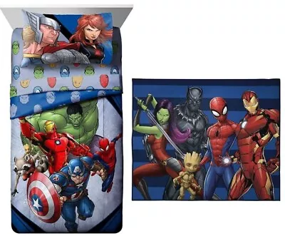 Marvel Avengers  Fight Club  Kids Twin Bed Set & Rug-AB08LM96CYK9 AB086M3Y3BK5 • $154.95