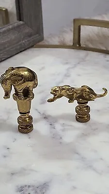 Set Of 2 Vintage Brass Elephant And Jaguar Lamp Finials MCM • $59.99