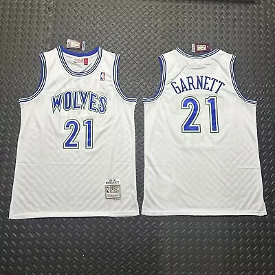 Adult XL  MN Timberwolves Kevin Garnett Stitched White Throwback Jersey • $67.50