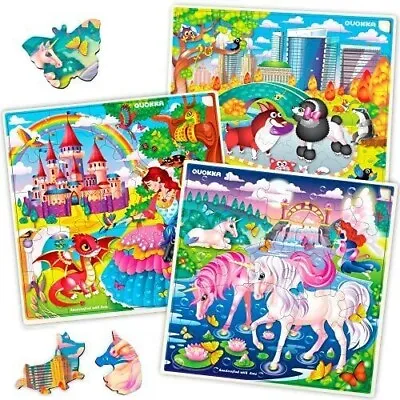 £9.99 • Buy Wooden Jigsaw Puzzles For Kids Ages 3 4 5 Years Old - 3 Toddler Wooden Toys For