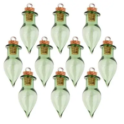 $8.62 • Buy Wholesale 10Pcs Small Tear Drop Jars Vial Glass Wish Bottles Pendant Green