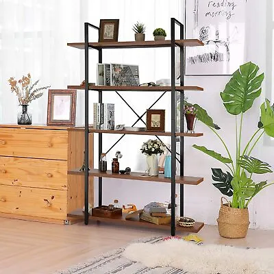 $169.99 • Buy Bookshelf 5-Tier Industrial Bookcase Freestanding Book Shelves Etagere Bookcase
