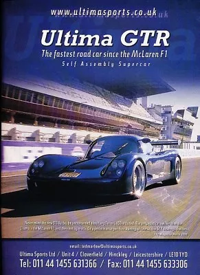 2003 Ultima GTR Sportscar Original Advertisement Print Art Car Ad K45 • $9.56