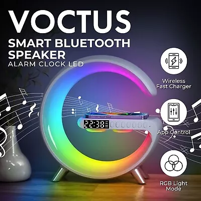 Voctus Bedside Desk Table Lamp Alarm Clock With Wireless Charger APP Control • $104.45