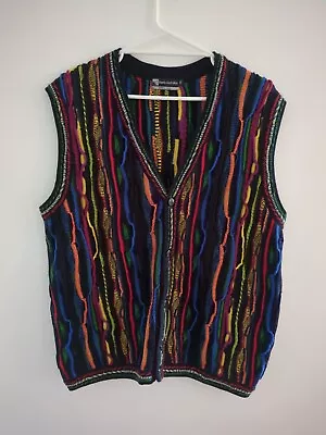 Purely Australian Men's Coogi Style Merino Wool Vest Sweater Colourful 3d XL • $99