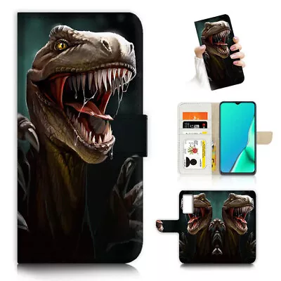 $13.99 • Buy ( For Oppo A57 / A57S ) Wallet Flip Case Cover AJ24449 Dinosaur