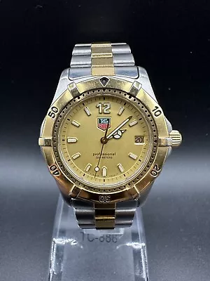 TAG Heuer WK1121 Quartz Gold Dial 37mm Date Vintage Men's Watch Used Swiss Made • $350