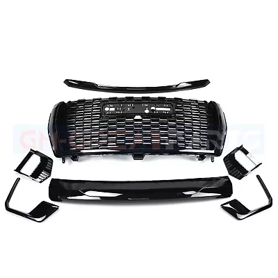 $759 • Buy 2021-2023 GMC Yukon/XL Denali Front Grille Hood Trim Molding Gloss BK Set 7pcs