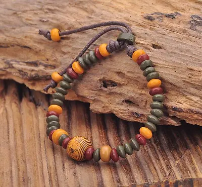 G164 G Handmade Craft Hemp Surfer Wristband Bracelet Bangle Ceramic Clay Beads • £3.54