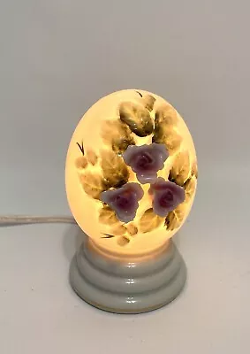 Vintage I.W. Rice Egg Shape Nightlight With Roses Flowers Easter 4 In Tall. • $18.50