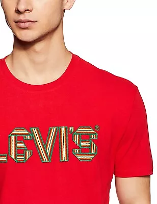 Levi's Men's Regular Fit Embroidered Logo T-Shirt In Red • £19.99