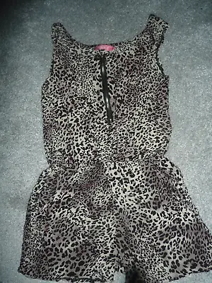 Animal Print Zip Front Playsuit With Elastic Waist Size L/xl • £4.75