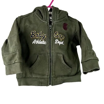 Babygap Army Green Patches Zip Up Size 6-12mon • $14.94