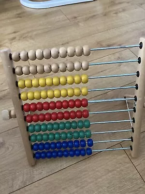 Ikea- Wood Beads Abacus -Childrens Educational Math- Learn Count 10 Rows  • £12.99