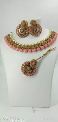 Indian Designer Bollywood Gold Plated Fashion Bridal Agate Jewelry Necklace Set • $17.33