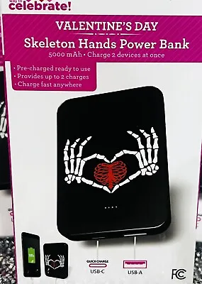 Skeleton Hands Power Bank Cable Quick Battery Charger 2 Devices USB-C USB-A • $14.95