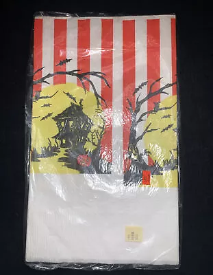 Vintage Halloween Paper Tablecloth NEW Spooky House Scene 54” X 88”  • $16