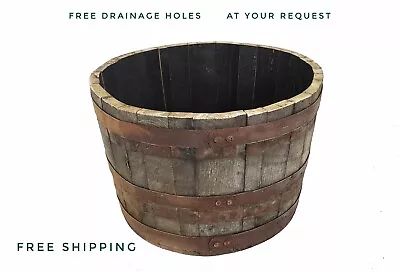 1/2  Oak Barrel Planter Whiskey/ Handmade • $149