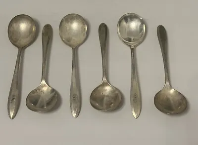 Vtg 1914 Patrician Community Plate Oneida Soup Gumbo Spoons Lot Of 6 Monogrammed • $18.19