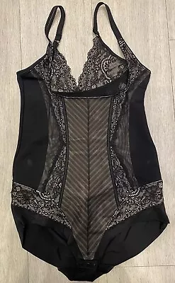 M&S. Firm Control BodySuit / ShapeWear. Wear Your Own Bra. Size 14. Black / Lace • £5