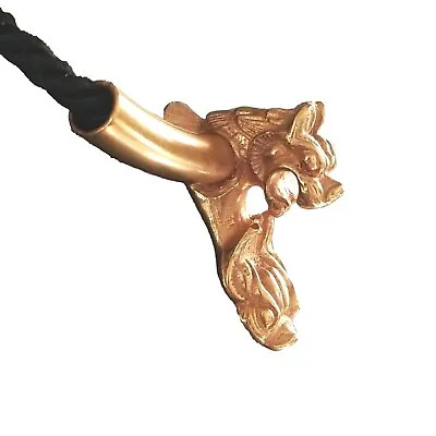 Vintage 1977 MMA Shisa Foo Dog Lion Head Necklace Gold With Twisted Black  Cord • $29.99